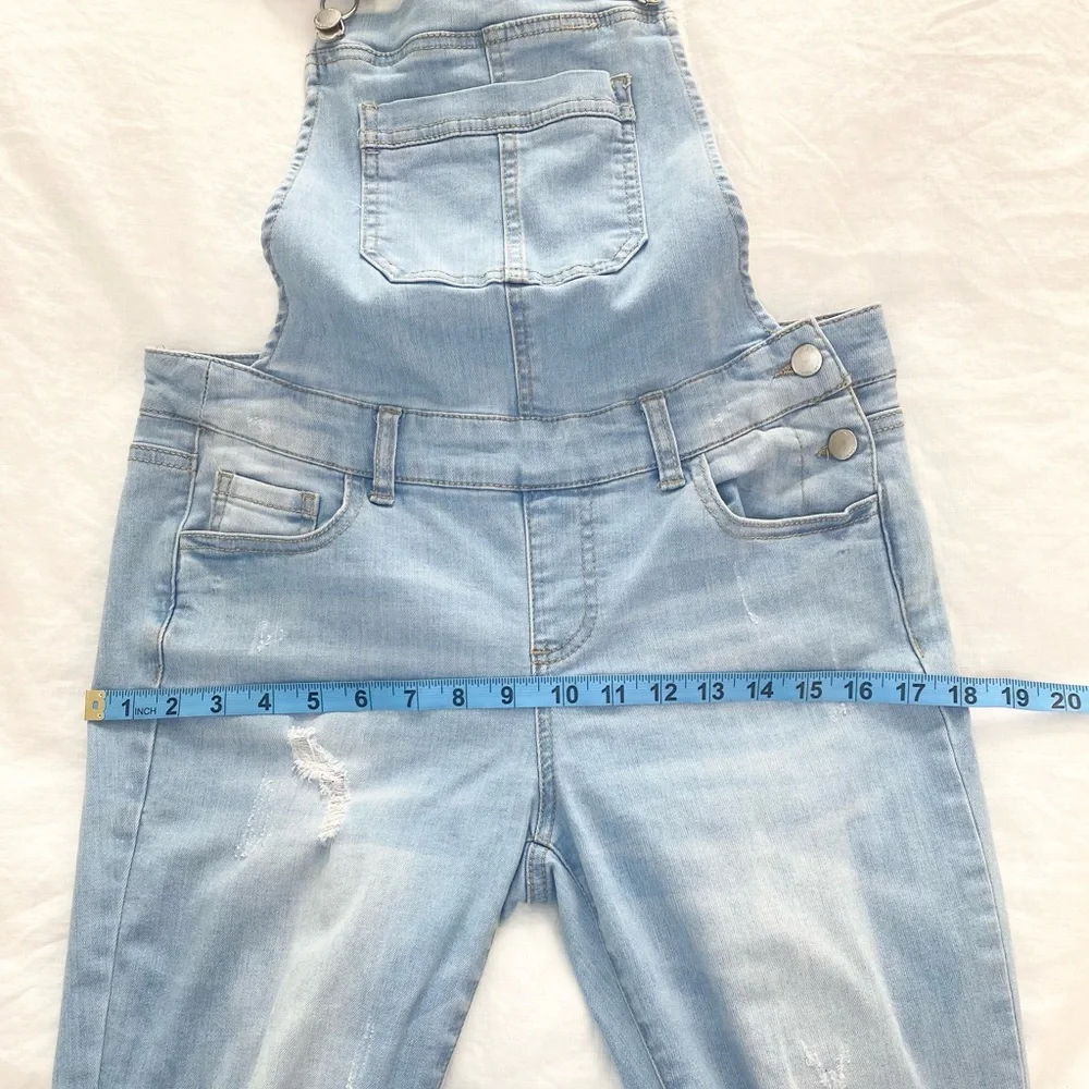 Wax Jeans Women's Juniors Ankle Length Skinny Leg Denim Overalls - Picture 13 of 15